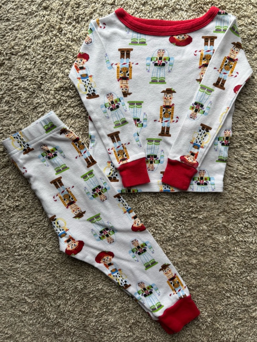 2T Disney Pixar Toy Story Woody Jessie & Buzz Pajama Set Red Trim